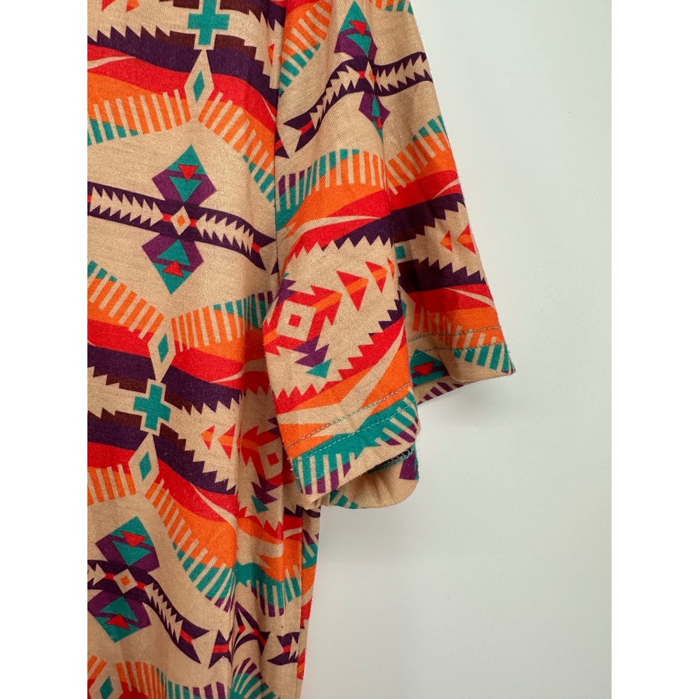 Crazy Train Womens XL Southwestern Aztec High Low Tunic Top Orange Teal Western - Picture 3 of 4